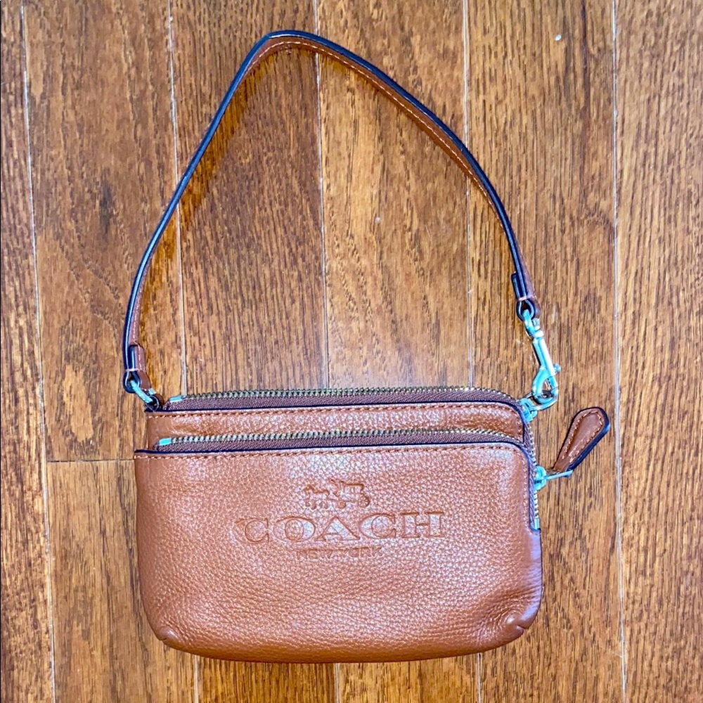 Coach Brown Leather Mini bag/wristlet EUC